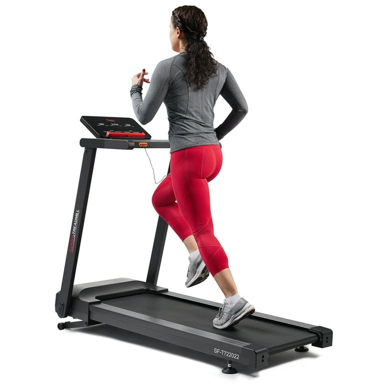 Sunny Health Fitness Interactive Slim Folding Treadmill Auto Incline Free SunnyFit App Membership T722022