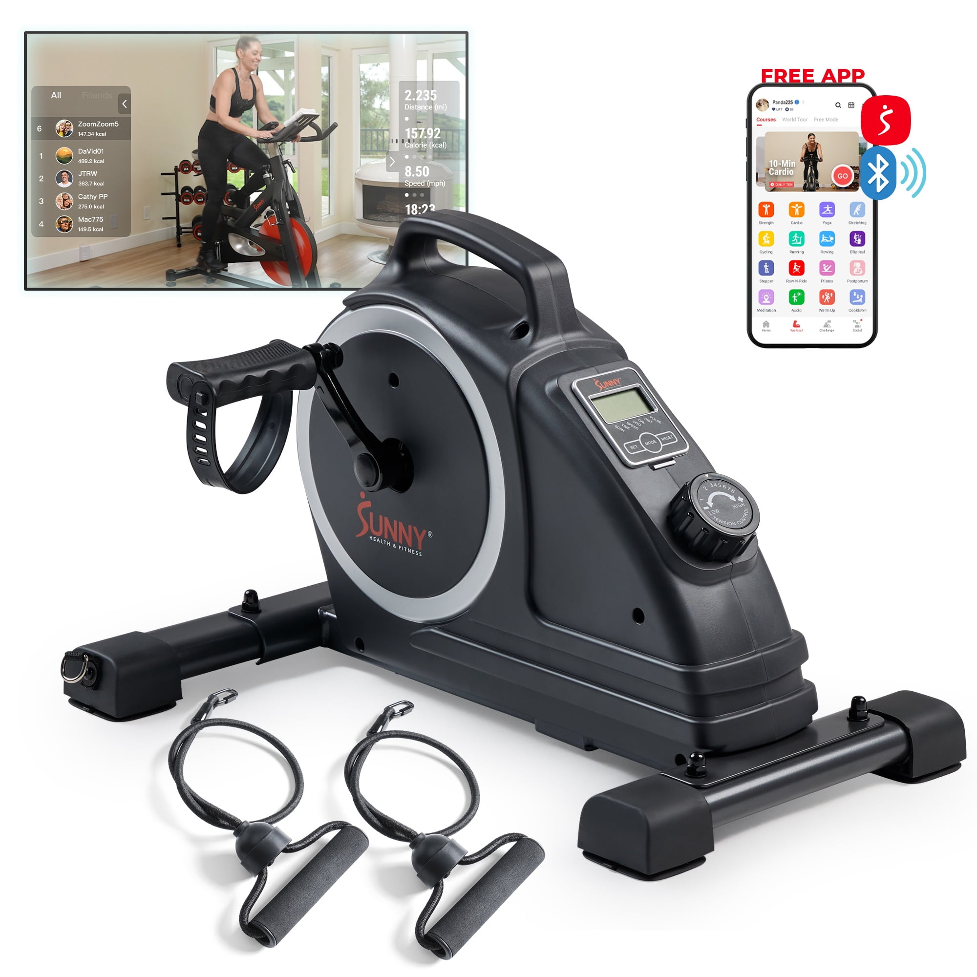 Sunny Health & Fitness Compact UnderDesk Mini Pedal Exercise