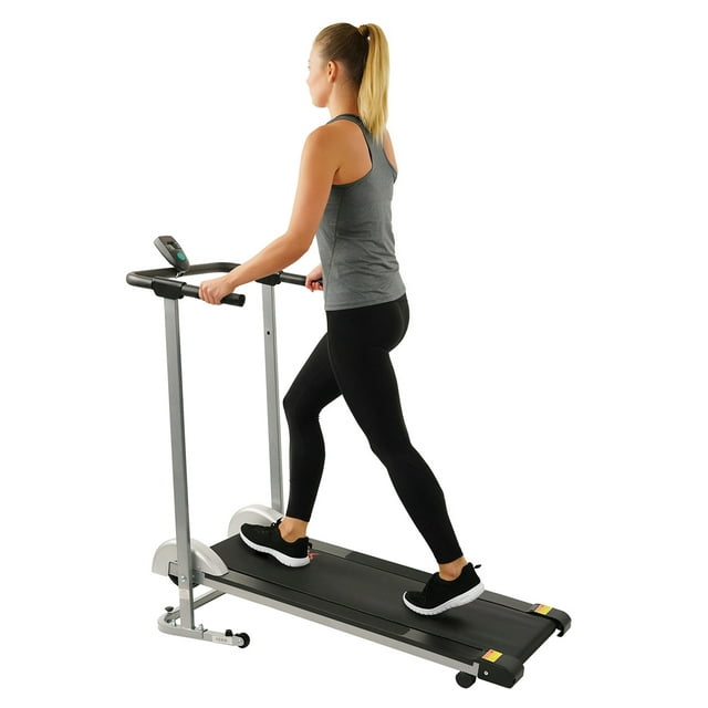 Sunny Health & Fitness Manual Treadmill - Compact Foldable Exercise Machine for Running and Cardio Training, SF-T1407M