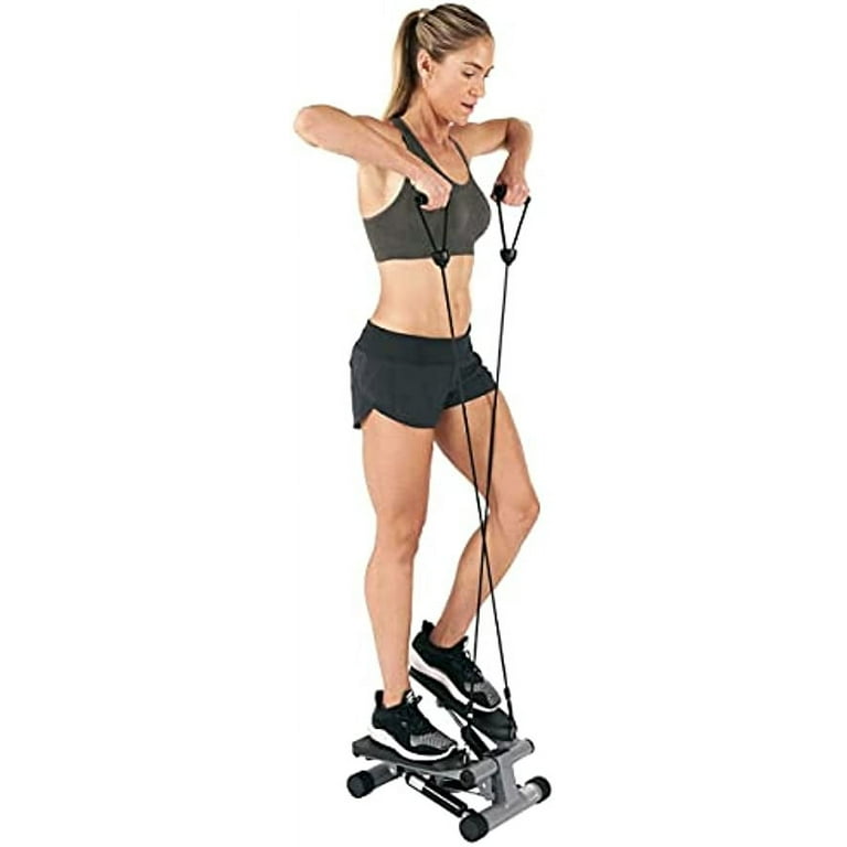YSSOA Mini Stepper with Resistance Band, Stair Stepping Fitness Exercise  Home Workout Equipment for Full Body Workout,Black