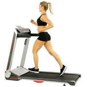 Sunny Health & Fitness Motorized Folding Running Treadmill, 20" Wide Belt, Flat Folding & Low Profile for Portability with Speakers for USB and AUX Audio Connection - Strider, SF-T7718