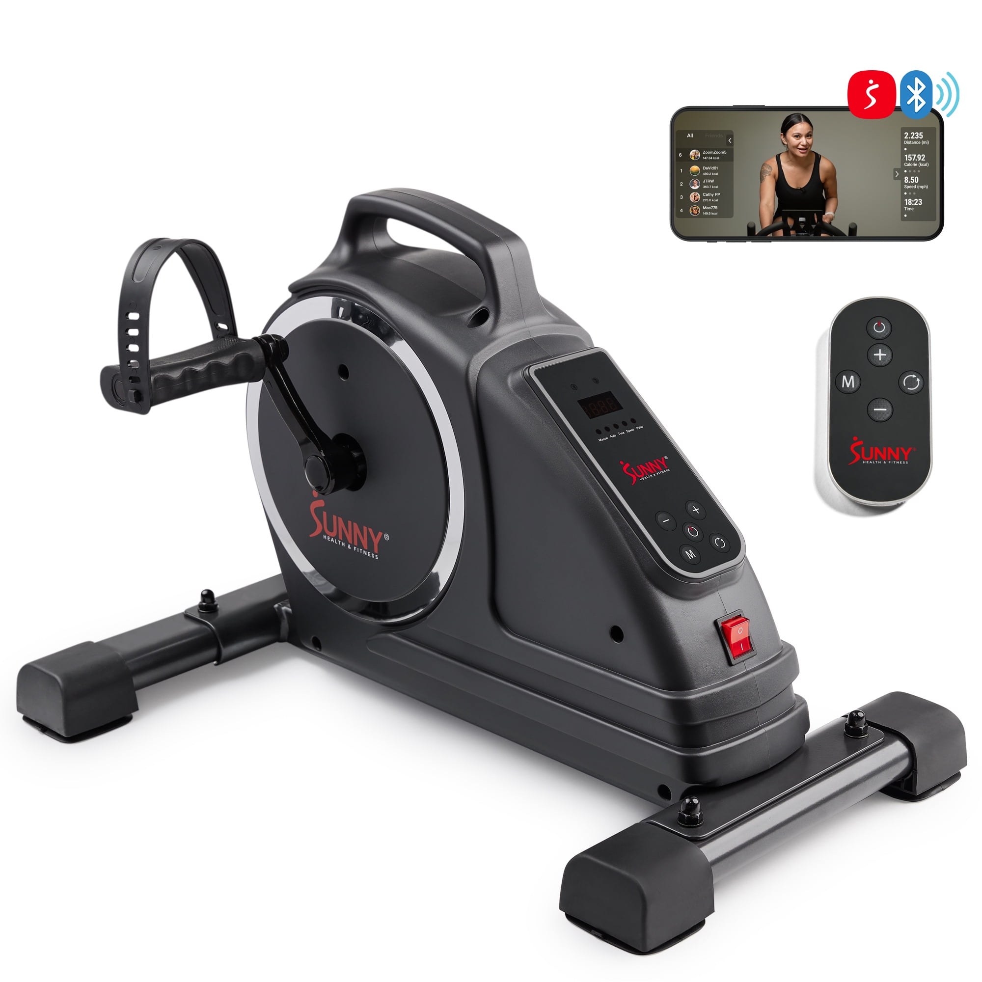 Sunny Health & Fitness Motorized Under Desk Elliptical w Arm Exerciser & Free SunnyFit® App Membership - SF-B020029SMART