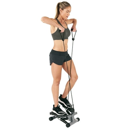 Sunny Health & Fitness NO. 012-S Mini Stepper Step Machine w/ Resistance Bands and LCD Monitor