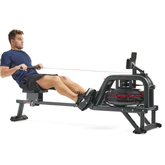 Sunny Health & Fitness Obsidian Surge SF-RW5713SMART Water Rowing Machine, Black