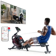 Sunny Health & Fitness Phantom Hydro Water Rowing Machine with Dynamic Resistance + Extra Long Slide Rail w Free SunnyFit  App Membership - SF-RW5910SMAR T