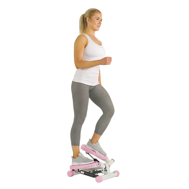 Sunny Health & Fitness Pink Adjustable Twist Stepper Machine w/ LCD Monitor - Mini Stair Stepper for at Home Exercise, P8000