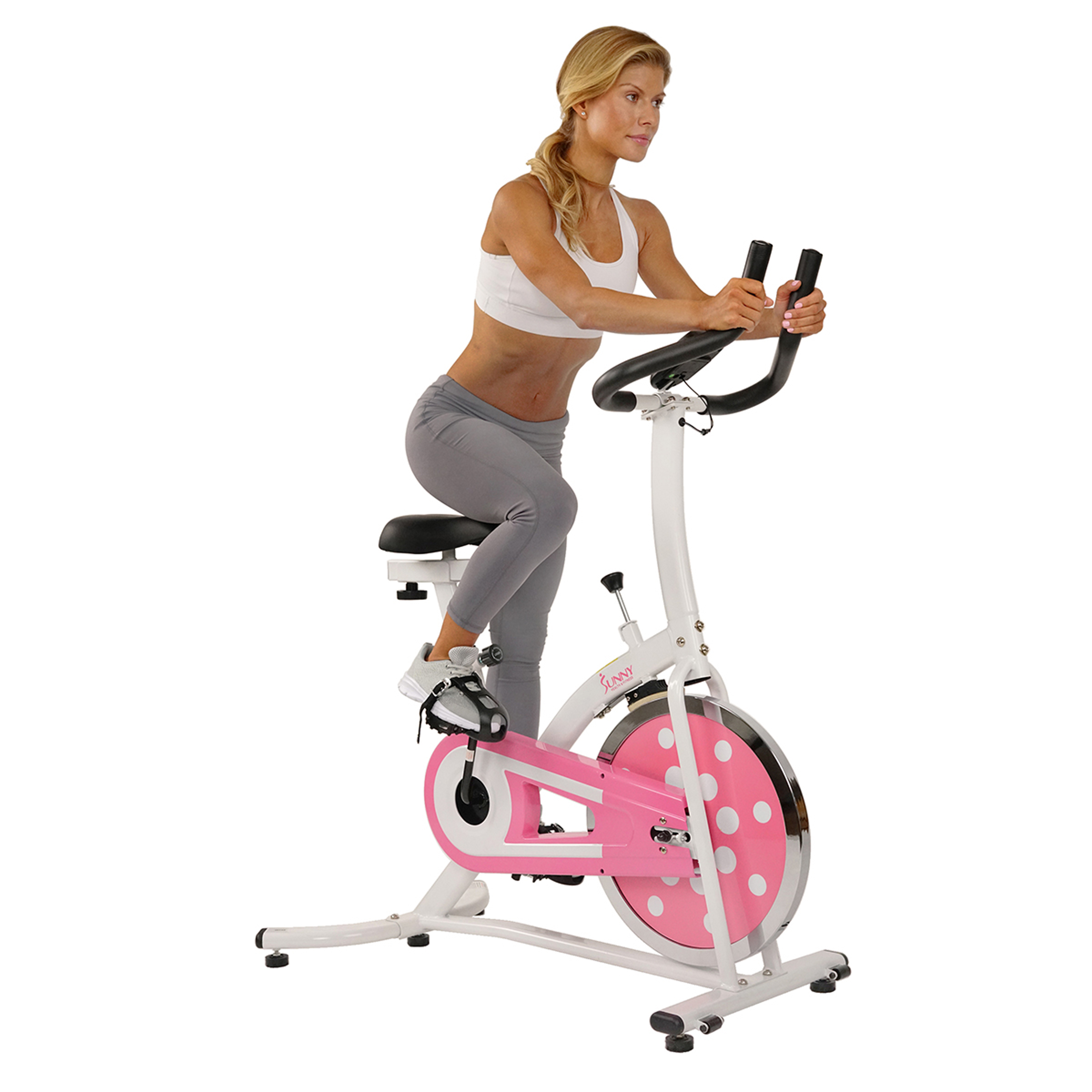 Sunny Health & Fitness Pink Chain Drive Indoor Cycling Exercise Stationary Bike w/ Monitor for Home Workout, Sport Training P8100 - image 1 of 8
