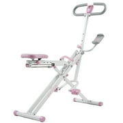 Sunny Health & Fitness Pink Row-N-Ride Plus, Squat Assist Rower for Glutes and Full Body Workout, 330 LB Capacity and Fr