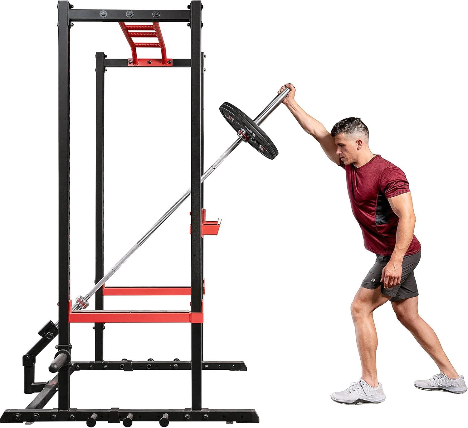 Sunny Health & Fitness Accessoires De Power Cage – Barre De Dips, Support De Squat, Crochets J, Barre De Traction, Adaptateur Pivotant Et Anneau U Pour Musculation à Domicile