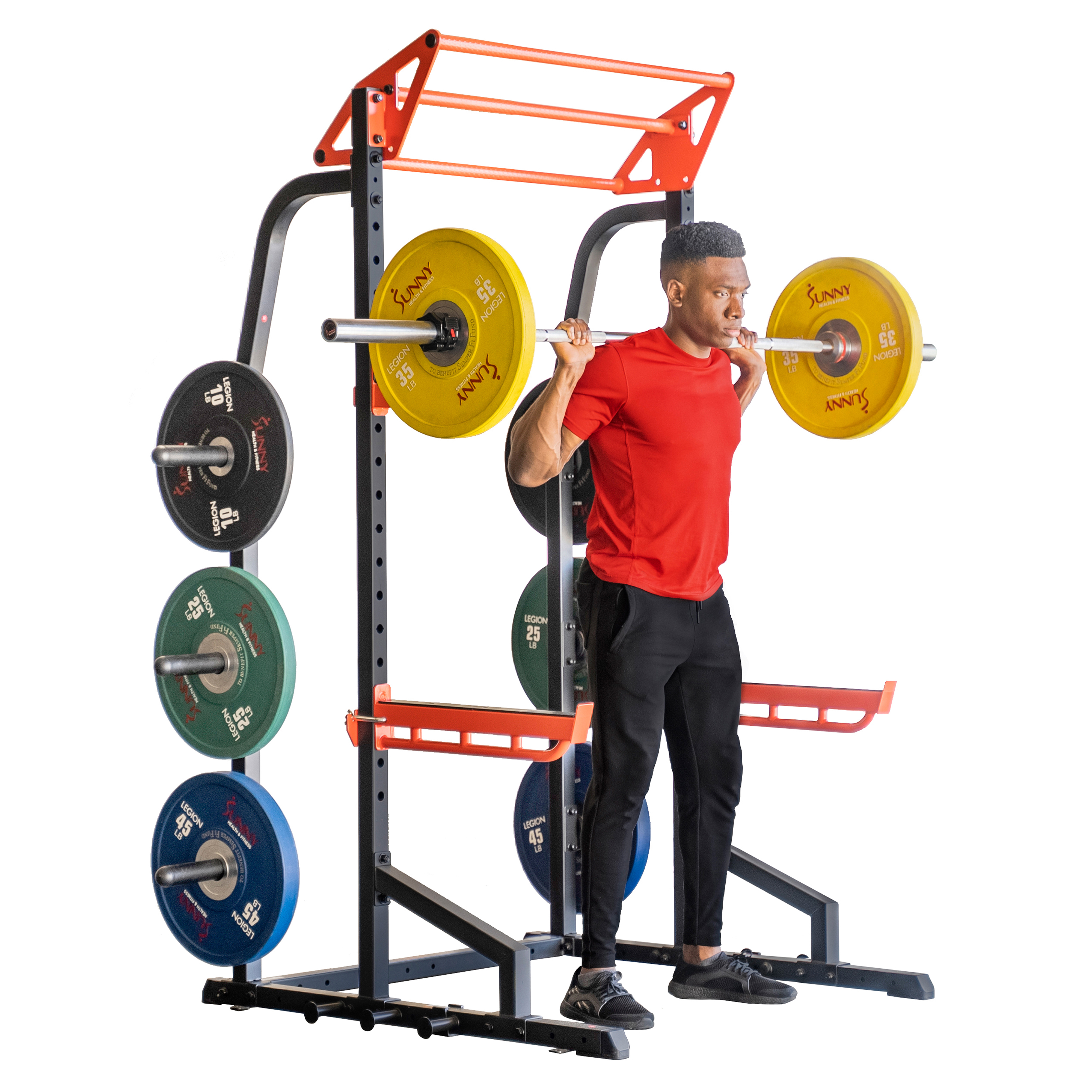 Sunny Health & Fitness Power Zone Half Rack Heavy Duty Performance Power Cage w/ 1000 lb Weight Capacity, Home Workout, SF-XF9933 - image 1 of 12