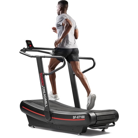 Sunny Health & Fitness Premium Curved Manual Treadmill, Home Training, Build Endurance and Increase Stamina, Air Running w Free SunnyFit® App Membership - SF-X7100