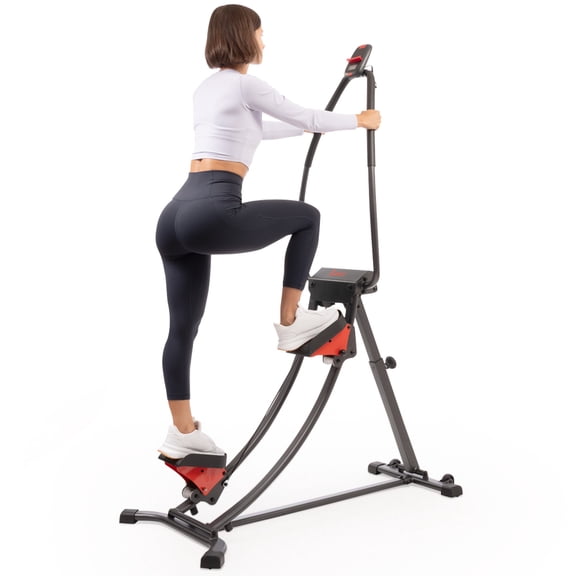 Sunny Health & Fitness Smart Adjustable Curved Step Climber with 27.6” Long Stride, 4 Incline Levels & Trainer-Led Workouts via SunnyFit App