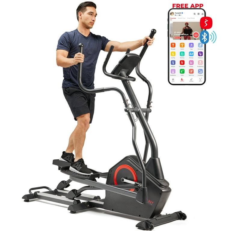 Sunny Health Fitness Elliptical Exercise Machine w 16 Electromagnetic Resistance Extended Stride Length Free SunnyFit App Membership