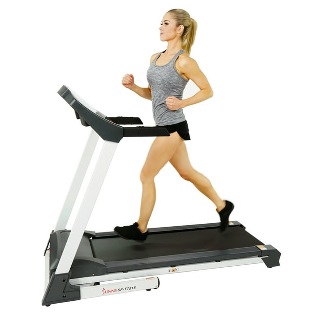 Sunny Health & Fitness Smart Running Treadmill w/ Auto Incline, Sound System, Bluetooth, Foldable, High Weight Capacity, SF-T7515