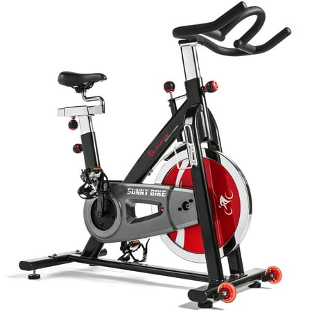 Sunny Health & Fitness Stationary Belt Drive Indoor Studio Exercise Cycling Bike with 49 lb Flywheel for Home Exercise, SF-B1002