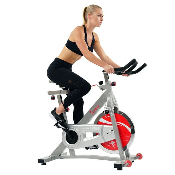 Sunny Health & Fitness Stationary Belt Drive Pro Indoor Cycling Exercise Bike w/ 40lb Flywheel for Home Cardio, SF-B901B