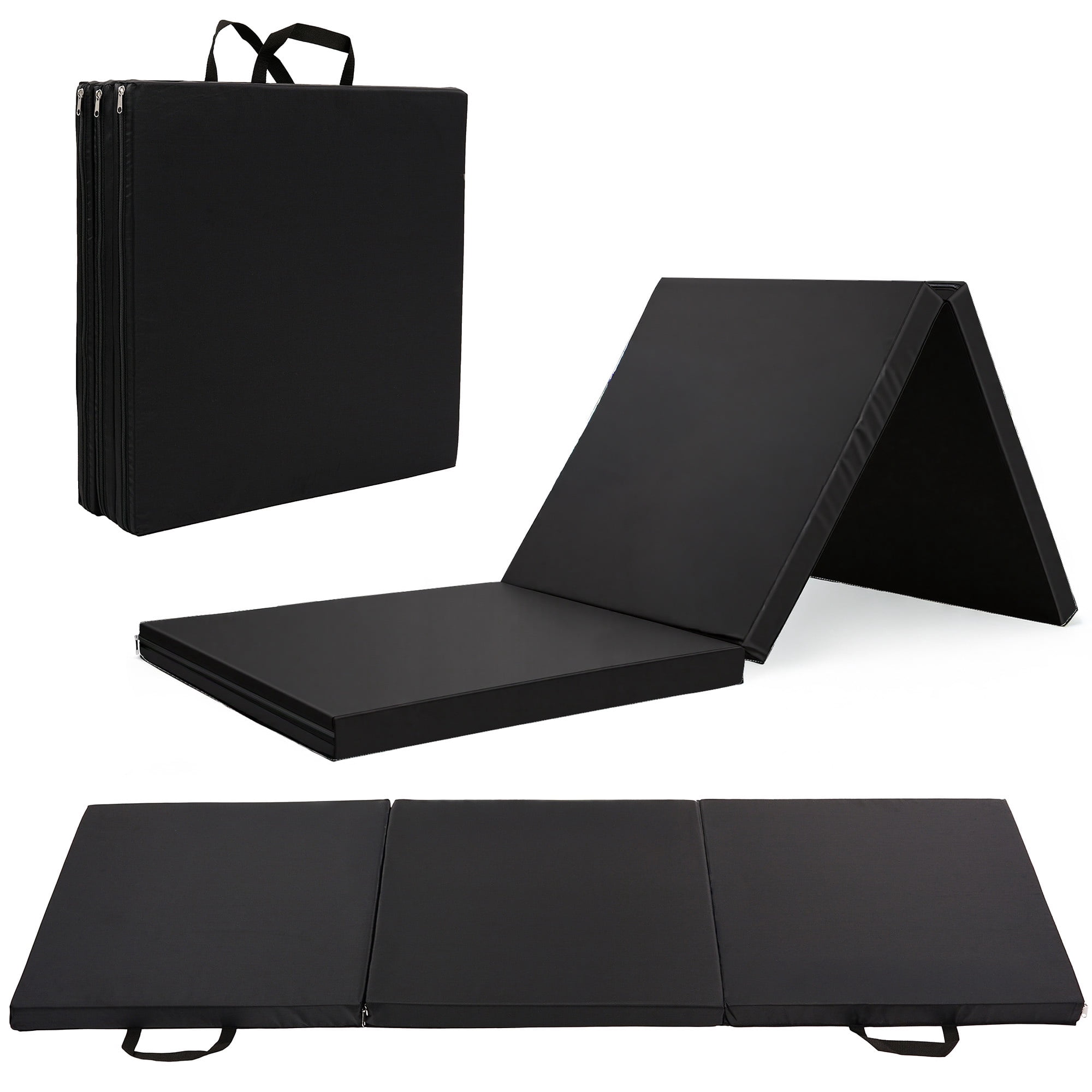Sunny Health & Fitness Thick Tri-Fold Exercise Yoga Mat for at Home Workout, Gymnastics, Stretching, Core Workout, NO. 048