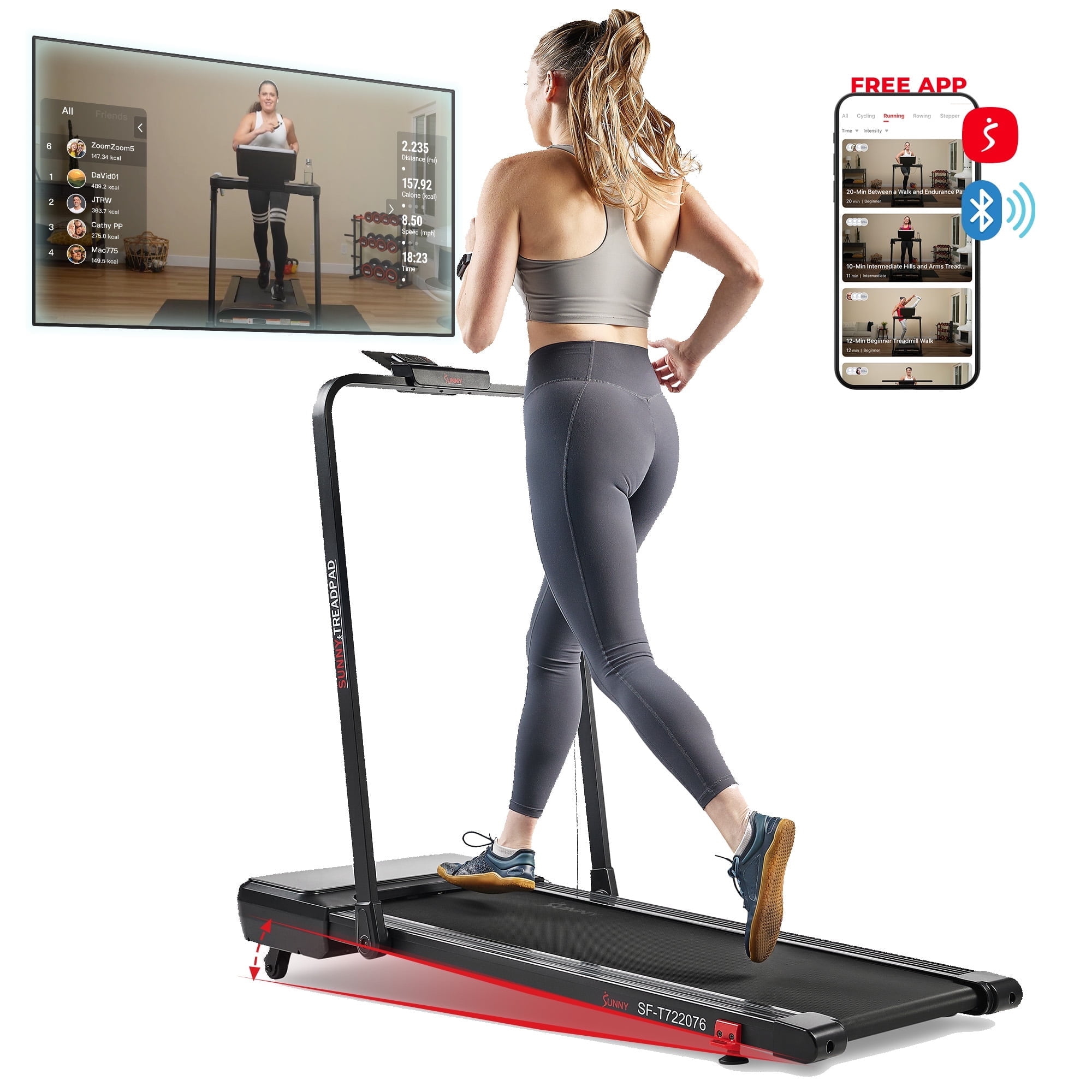 Sunny Health & Fitness Treadmill, 6-Level Incline & SunnyFit Sunny Health & Fitness Treadmill, 6-Level Incline & SunnyFit