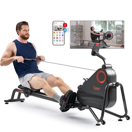 Sunny Health & Fitness Smart Magnetic Rower with Dual Slide Rail - SF-RW523021