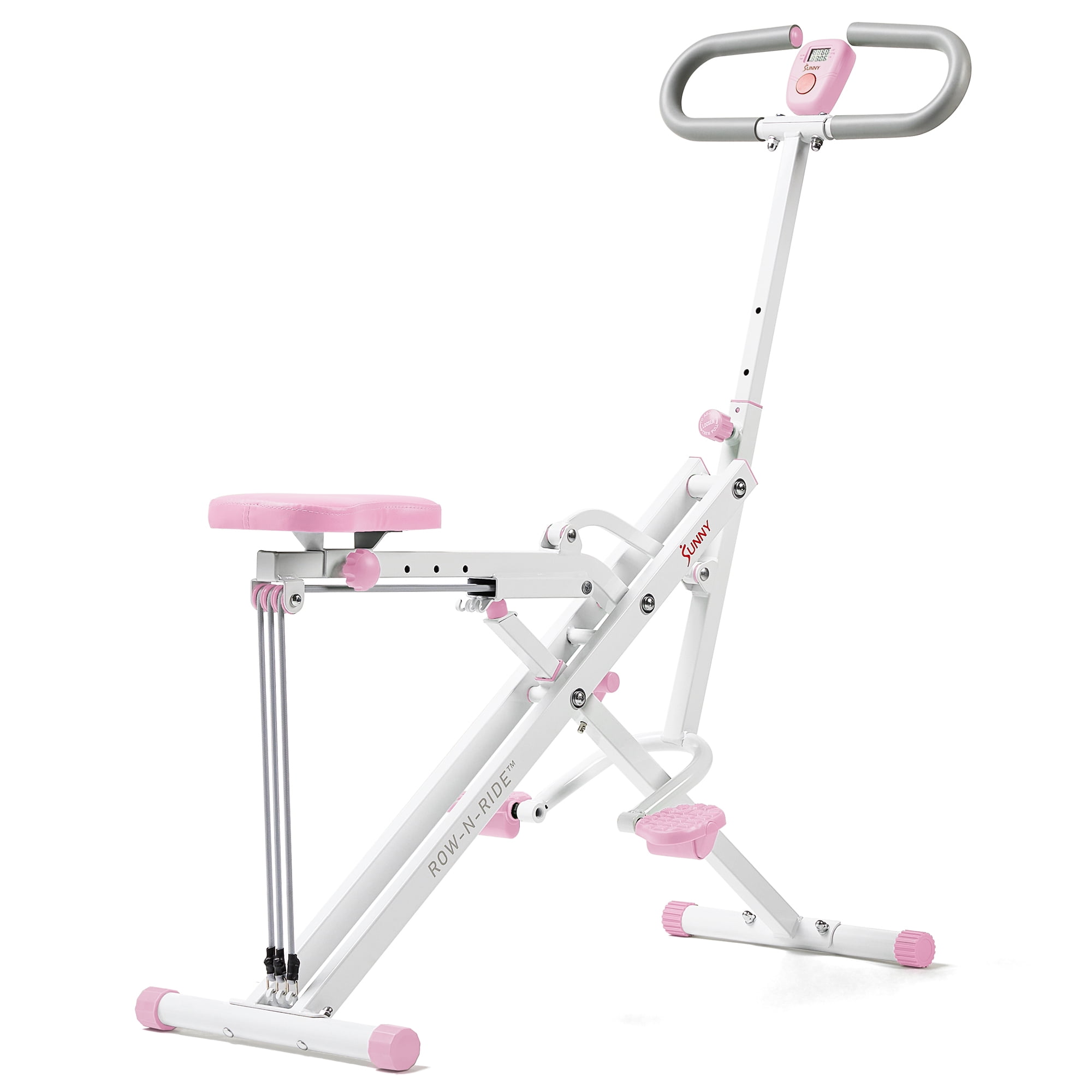 Sunny Health & Fitness Row-N-Ride Squat Machine - Foldable Full-Body Trainer, Adjustable Resistance, Bluetooth, 150kg Capacity