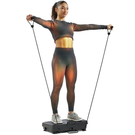 Sunny Health & Fitness Vibration Platform Exercise Massage Machine w Resistant Band & Free SunnyFit® App - SF-VP822056