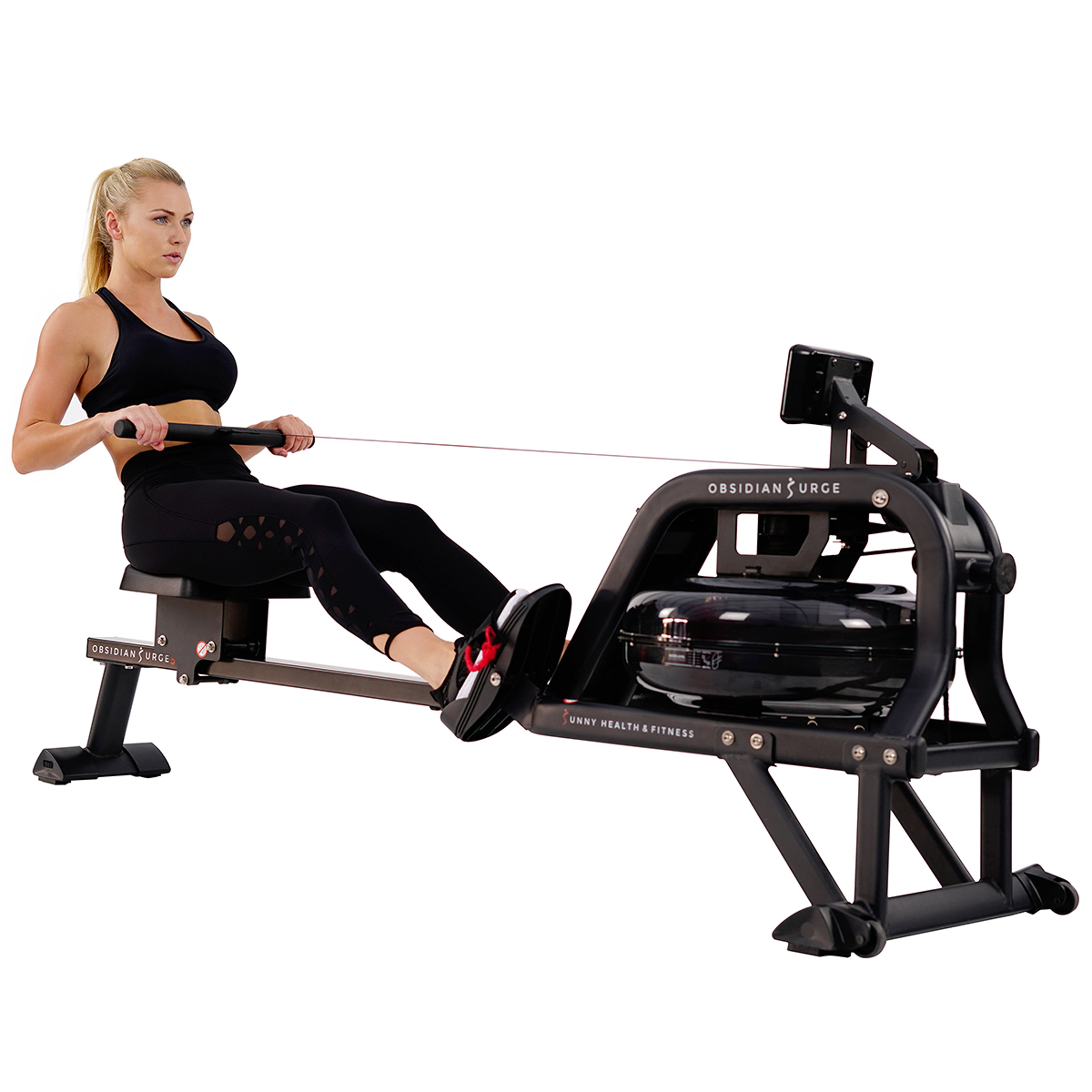 Sunny Health and Fitness Water Rowing Machine Rower for Home Exercise Workouts, Full Body Cross Fit Training, LCD Monitor SF-RW5713