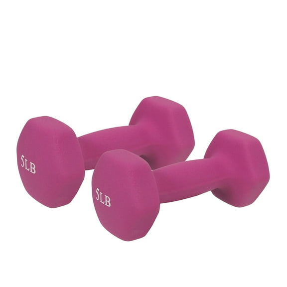 Sunny Health and Fitness Hex Dumbbells, Fuschia, 5 lb Pair