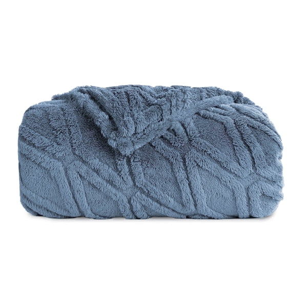 SUNNY HEAT Sherpa Blanket Twin Size 60"x80" All-Season Ultra Soft Bed Blanket Couch, Bed, Sofa, Travel Use, Blue