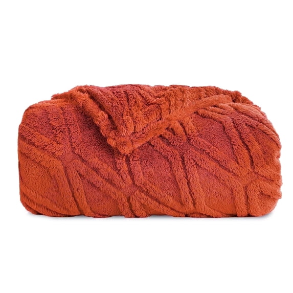 SUNNY HEAT Sherpa Blanket Twin Size 60"x80", Summer Lightweight All-Season Ultra Soft Bed Blanket for Couch, Bed, Sofa, Travel Use, Orange