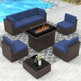 thumbnail image 1 of Sunny Hill 8 Piece 44" Propane Gas Fire Pit Table, Outdoor Sectional Conversation Set with Coffee Table, 1 of 7