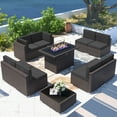 thumbnail image 1 of Sunny Hill Rattan 10 Piece Patio Outside Conversation Sofa Set with Coffee Table, Brown, 1 of 7