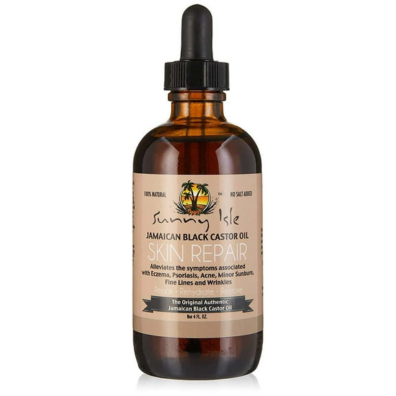 Sunny Isle Jamaican Black Castor Oil Skin Repair 4oz Enriched with Vitamin E Oil Skin Oil | Helps Repair & Hydrate Skin Care - Reduces Fine Lines and Wrinkles
