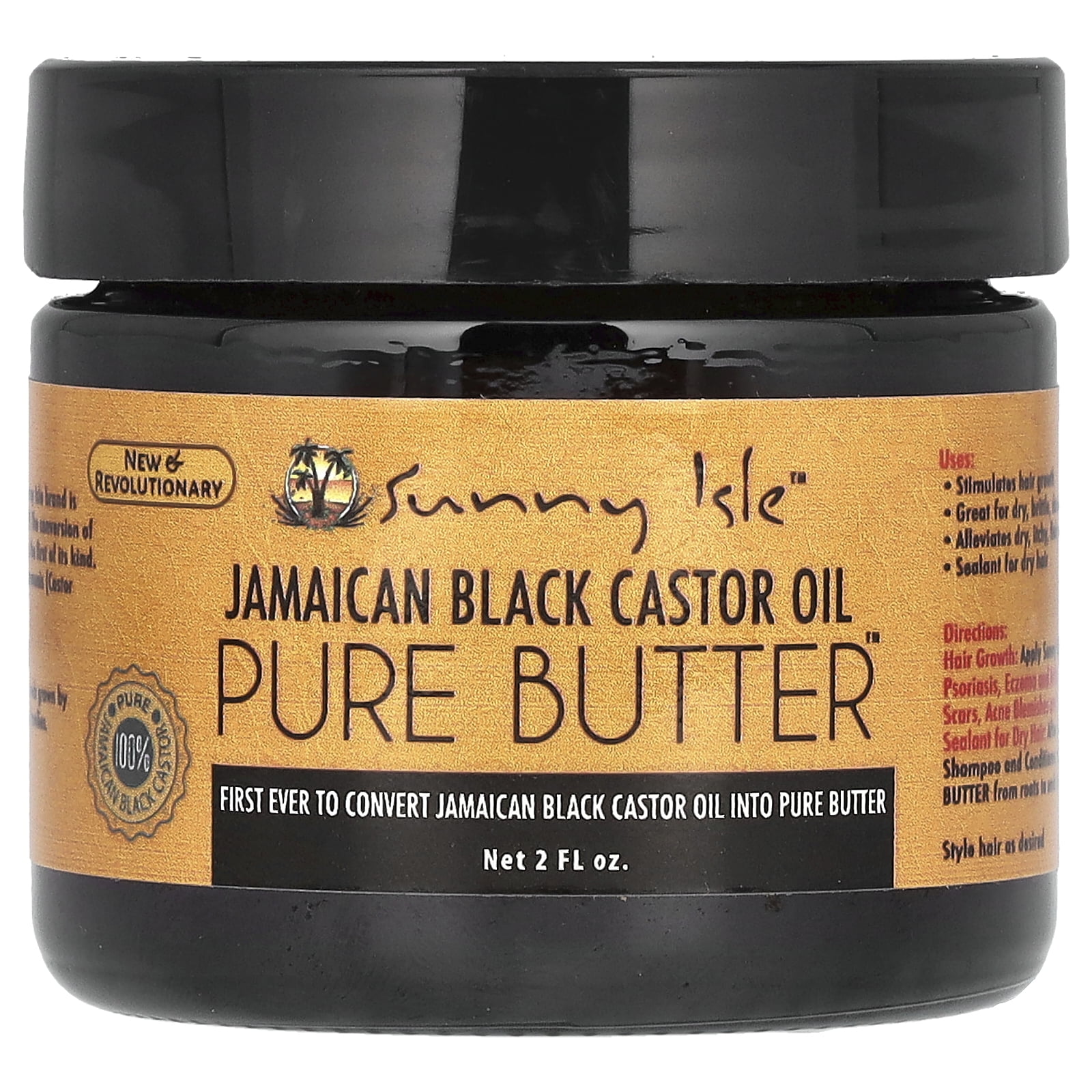 Sunny Isle Jamaican Black Castor Oil, Pure Butter, 2 fl oz