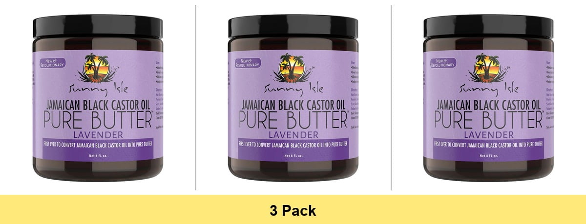 Sunny Isle Jamaican Black Castor Oil Pure Butter Lavender Hair Growth - 3 Pack, 24 Oz Total