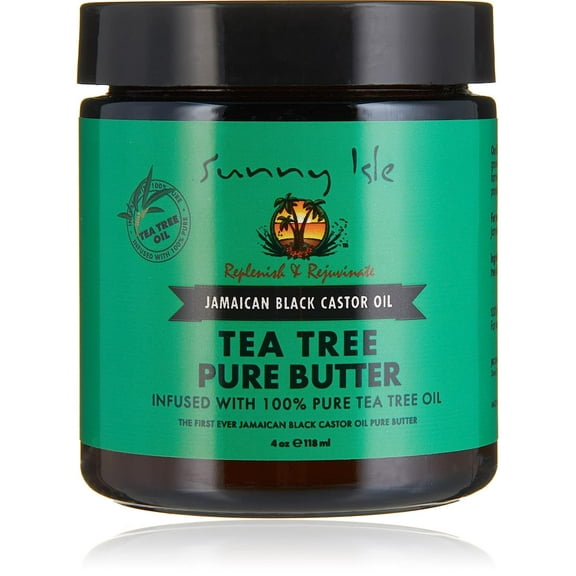 Sunny Isle Jamaican Black Castor Oil Pure Butter infused with Tea Tree Oil, 4 Oz