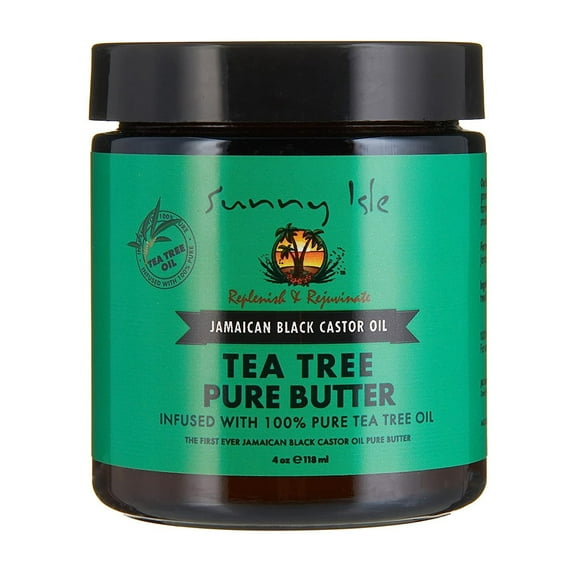 Sunny Isle Jamaican Black Castor Oil, Pure Butter infused with Tea Tree Oil, Hair Moisturize, 4 Oz..