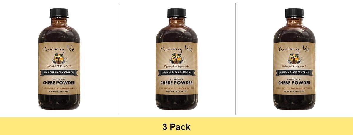 Sunny Isle Jamaican Black Castor Oil infused with Chebe Powder 4 fl. oz - 3 Pack
