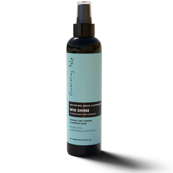 Sunny Isle Just for Wig, Weave, Braid, & Extensions Wig Shine 8oz | For Synthetic & Natural Hair | UV Protectant with Vitamin E, Jamaican Black Castor Oil | High Shine Finishing Spray