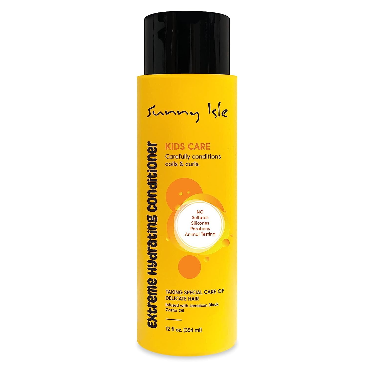 Sunny Isle Kids Care Extreme Hydrating Conditioner 12oz | Gentle Care Conditioner for Children's Coils, Waves \u0026 Curls | Infused with Jamaican Black Castor Oil | Silicone \u0026 Paraben FREE