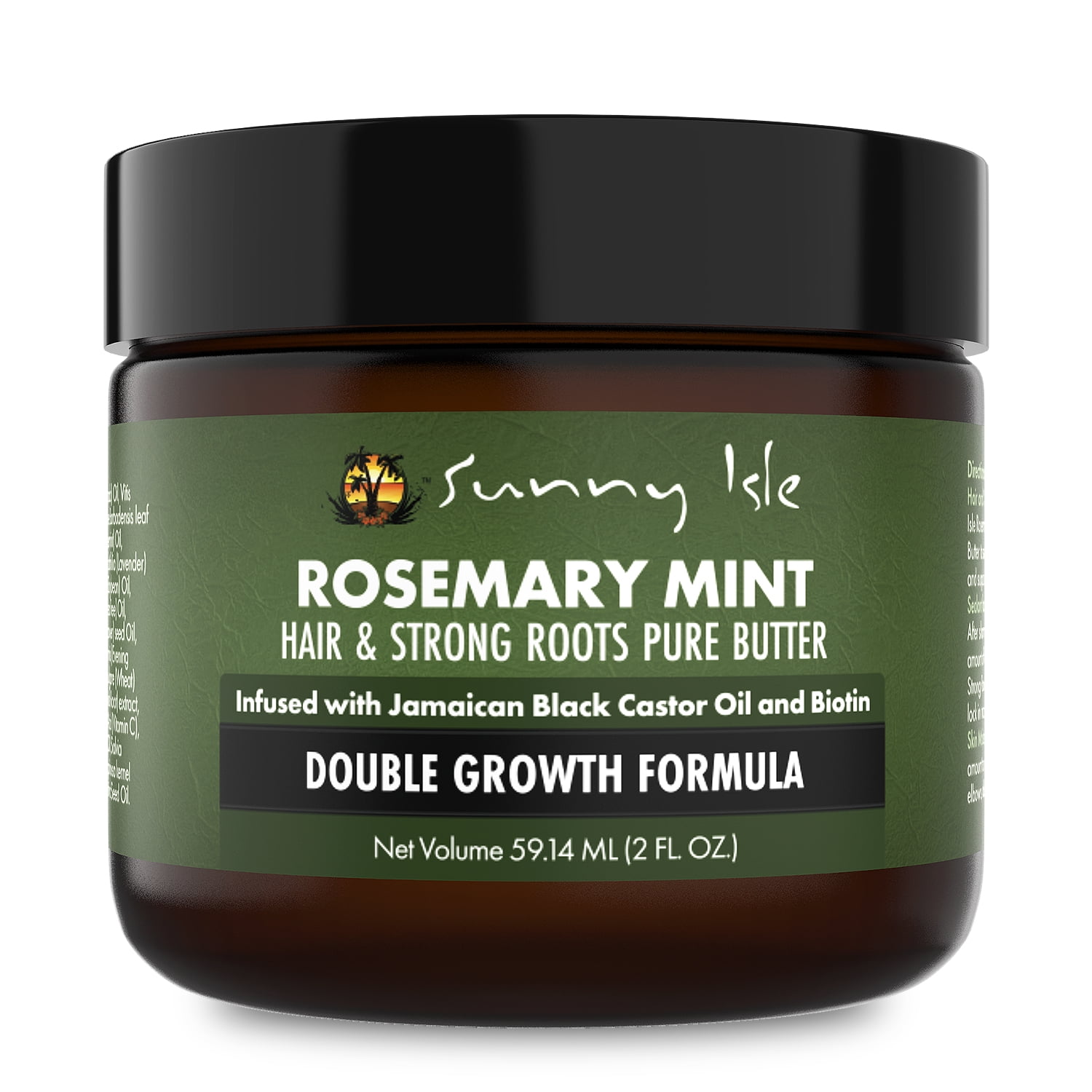 Sunny Isle Rosemary Mint Hair and Strong Roots Butter 2oz | Infused with Biotin & Jamaican Black Castor Oil | Strengthen and Nourish Hair Follicles | Dry Scalp, Split Ends | All Hair Types