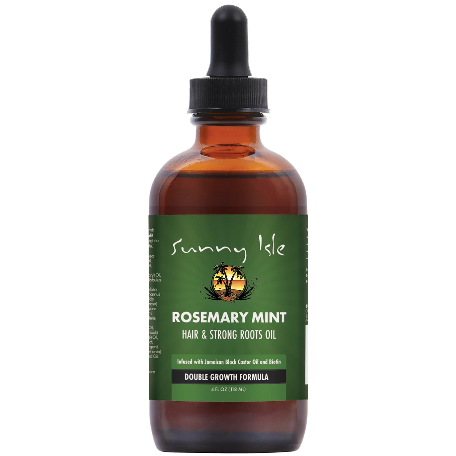 Sunny Isle Rosemary Mint Hair and Strong Roots Oil 4oz | Infused with Biotin & Jamaican Black Castor Oil | Strengthen and Nourish Hair Follicles | Dry Scalp, Split Ends