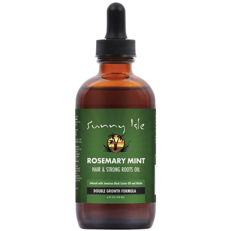 Sunny Isle Rosemary Mint Hair & Strong Roots Oil 4 fl oz - Strengthening & Split End Repair -