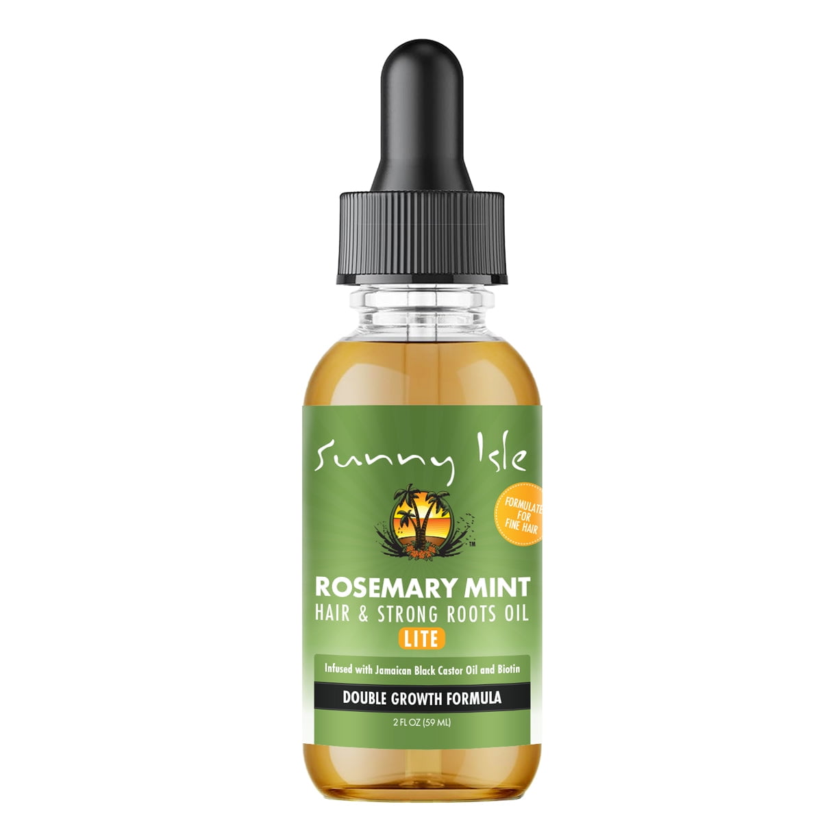 Sunny Isle Rosemary Mint Hair and Strong Roots Oil Lite 2oz | For Light, Thin Hair | Infused with Biotin & Jamaican Black Castor Oil | Nourish Hair Follicles | Dry Scalp, Split Ends