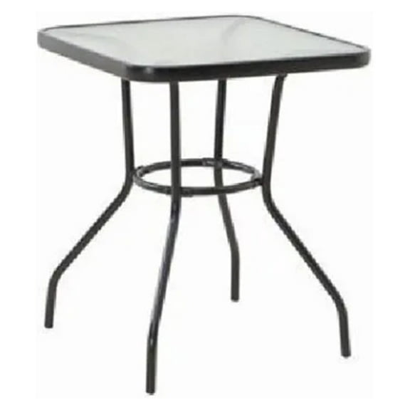Sunny Isles 24 Inch Outdoor Patio Bistro Dining Table Backyard Squared Furniture with Tempered Glass , Black