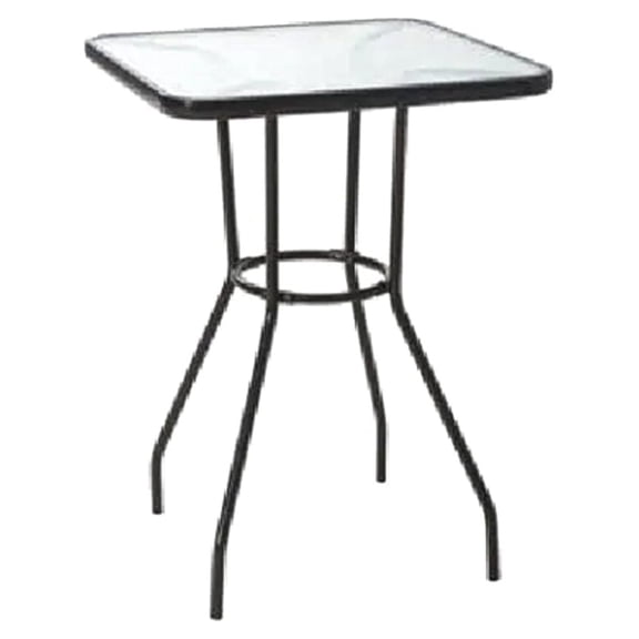 Sunny Isles 27 Inch Outdoor Patio Bistro Dining Table Backyard Squared Furniture with Tempered Glass , Black