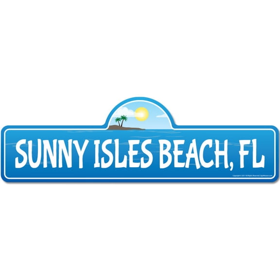 Sunny Isles FL Florida Beach Street Sign | Indoor/Outdoor | Surfer Ocean Lover Décor For Beach House Garages Living Rooms Bedroom | Signmission Personalized Gift