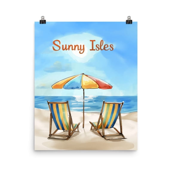 Sunny Isles Print, Miami Beach Scene Wall Art, Florida Coastal Poster, South Beach Travel Decor, Tropical Ocean Art, Floridian Home Decor #3974, Unframed Poster Size 8x12