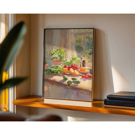 Sunny Kitchen Counter Print, Unframed Paper Poster 8x10in