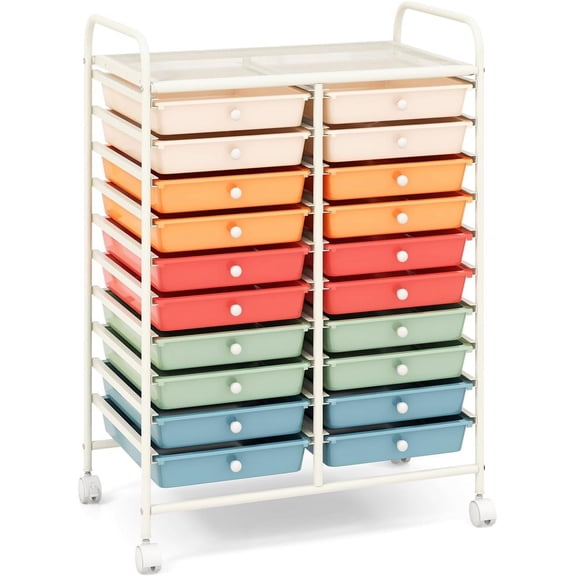 Sunny Lane 20-Drawer Rolling Storage Cart,Multifunctional Art Craft Organizer Cart,Mobile Utility Storage Cart with Removable Drawers & Lockable Wheels,Craft Cart for Home Office School,Macaron Color