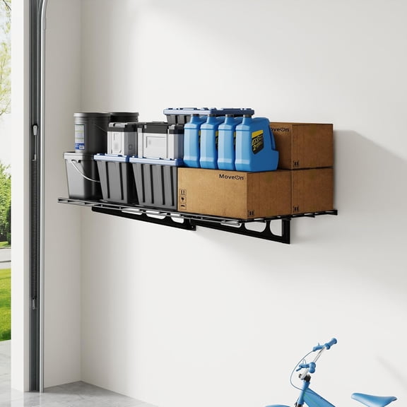 Sunny Lane 2x3ft Garage Shelving Wall-Mounted, 1-Pack Heavy-Duty Wall Shelving, Holds Up to 200 lbs, Garage Storage Rack for Organization & Storage Bins, Black, Classic Series